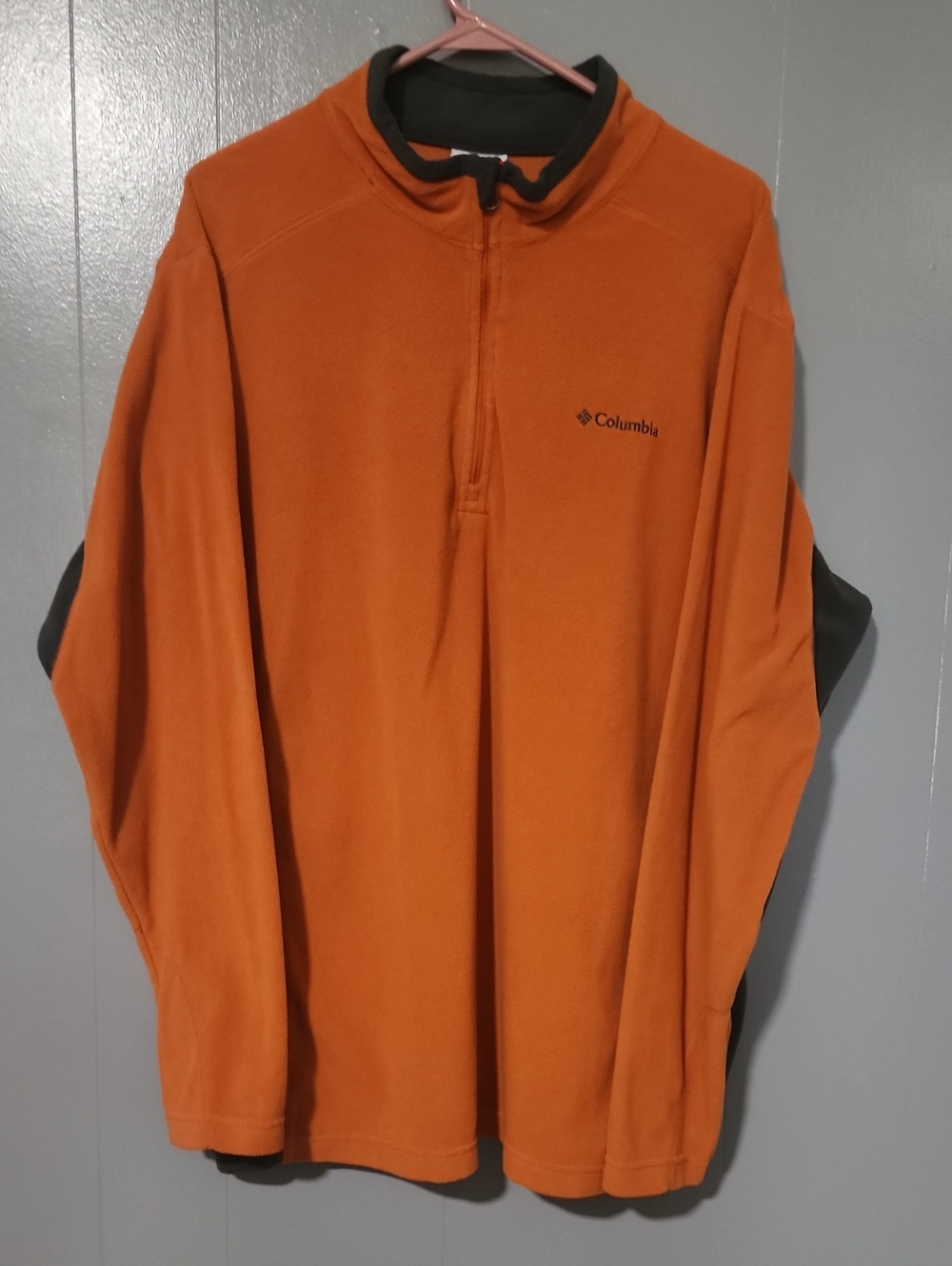 Columbia Orange Half-Zip Fleece Pullover with Dark Trim